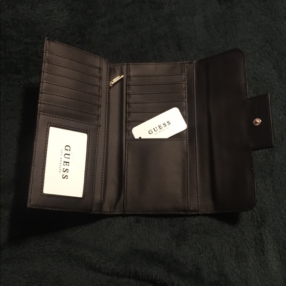 NWT Guess Woman’s Clutch/Trifold/Wallet Logo Luxe SLG Coal - Picture 6 of 9
